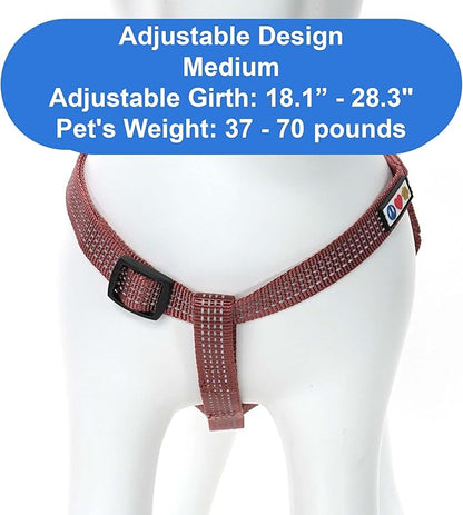 Pawtitas Reflective Step-in Dog Harness – Adjustable No-Pull Vest for Puppies to Seniors, Safe & Comfortable, M Marsala
