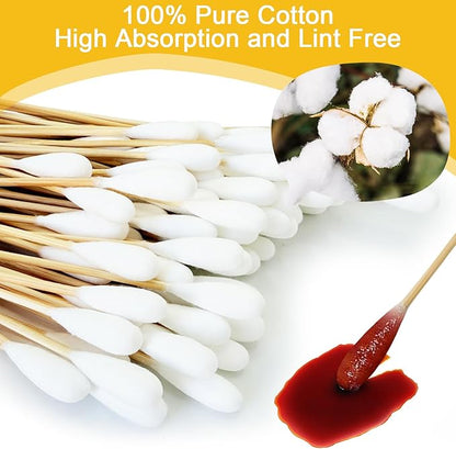 Egaageoi 200 Count Large Cotton Swabs for Dogs & Cats (6 Inch) | Biodegradable Bamboo Handle Q-Tips for Pet Ear Cleaning | Soft Fragrance-Free Applicators for Ointments & Medication