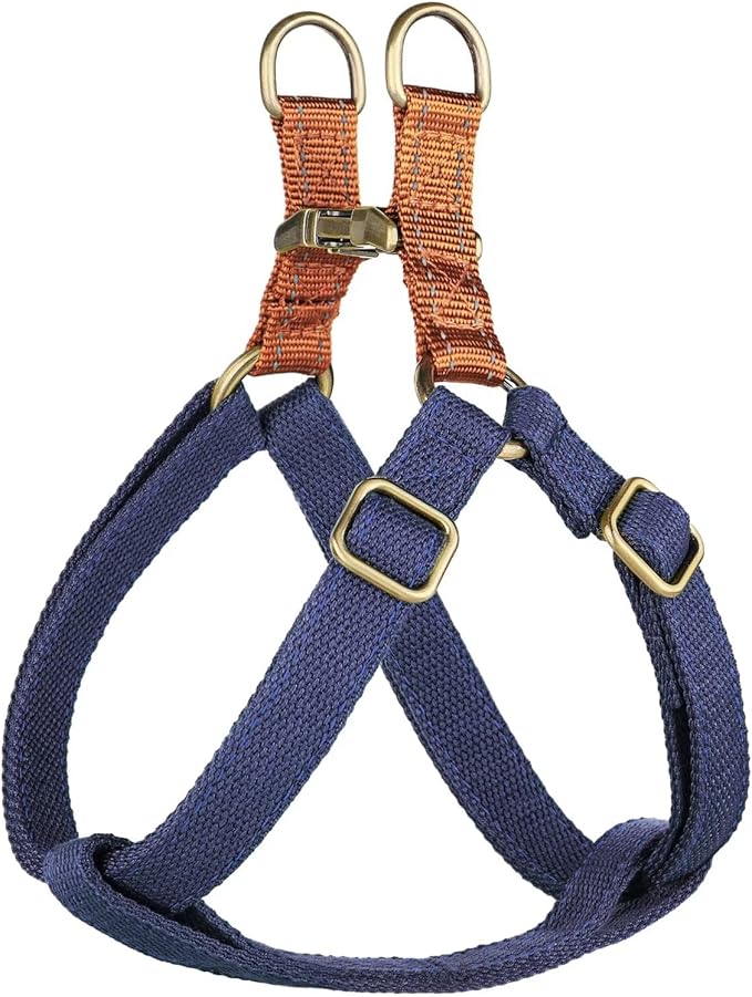 Didog Step in Dog Harness with Metal Buckles, Freedom Nylon Dog Halter Vests for Medium Dogs Easy Walking Training(M:Chest 19-28", Dark Blue)