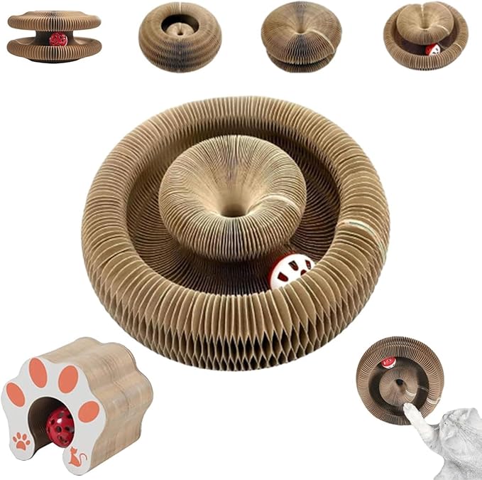 Comasua Kitty Kurl Cat Toy,Magic Organ Cat Toy,Magic Organ Cats Scratcher Board,Foldable Accordion Toys with Ball (1pc)