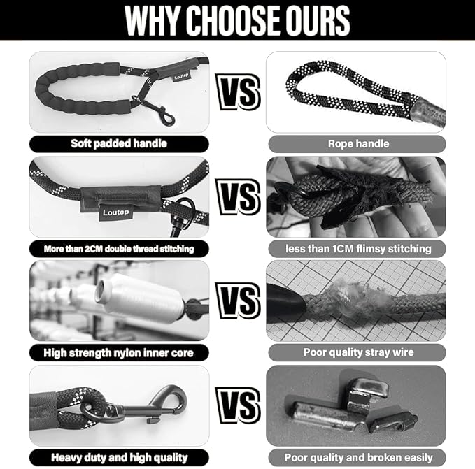 Long Leash for Dogs 10ft 16ft 30ft 50 Feet 100 Foot Tie Out Check Cord Recall Obedience Rope Lead Extra Longline Long Dog Leash for Small Medium Large Dogs Outdoor Training Camping Tracking