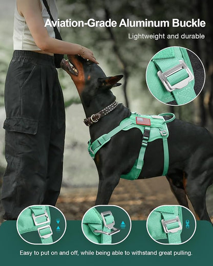 FAYOGOO Tactical Dog Harness for Large Medium Dogs - Mesh Breathable Dog Harness Escape Proof with Handle - No Pull Military Service Dog Vest with Removable Patches for Walking,Training,Hiking