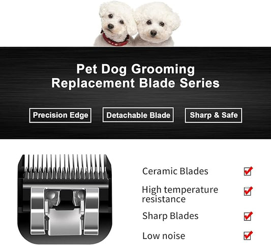 Audoc 4F Blades Dog Grooming Blades Compatible with Andis/Oster A5/Wahl KM-10 Series Dog Clippers,Detachable Clipper Replacement Blade,Black(4FC/3PCS)