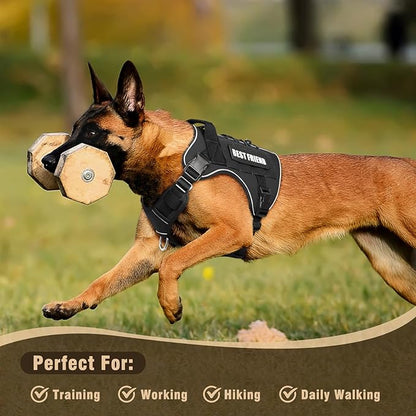 Tactical Dog Harness for Large Dogs,No Pull Military Dog Vest with Handle,Reflective Heavy Duty Pet Harness for Walking Hiking Training Black L