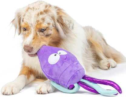 Huxley & Kent Slappies for Dogs | Squiggly Squid (Small) | Squeak & Shake Dog Toy | No Stuff Squeaky Toy, TPR Ball in Head | Simulates Hunting Nature for Dogs