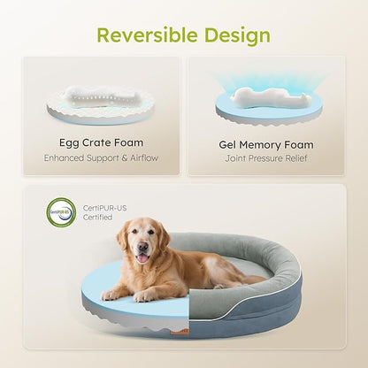CWAWZ XL Orthopedic Dog Bed, Extra Large Dog Bed, Dog Sofa for Large Sized Dogs with Full-Surround Bolsters, Dual-Sided Dog Cooling Bed with Memory Foam, Washable Sofa with Nonslip Bottom, Dark Grey