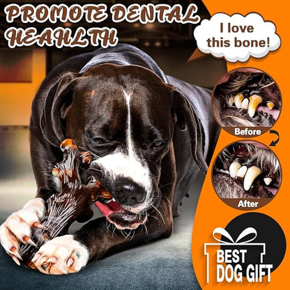 Dog Chew Toys for Aggressive Chewers 4 Pack, Indestructible Dog Toys, Bacon Flavor, Tough Nylon Bones to Keep Them Busy, Medium & Large Breed, Gifts for Dogs