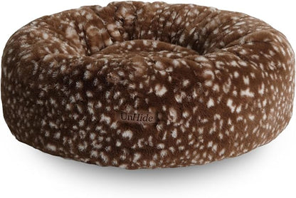 UnHide Floof Pet Bed - Medium (28" x 10") - Extra Soft Dog Bed - Removable Faux Fur Cover - Machine Washable - Helps Ease Pet Anxiety & Provides The Perfect Sleep - Deer