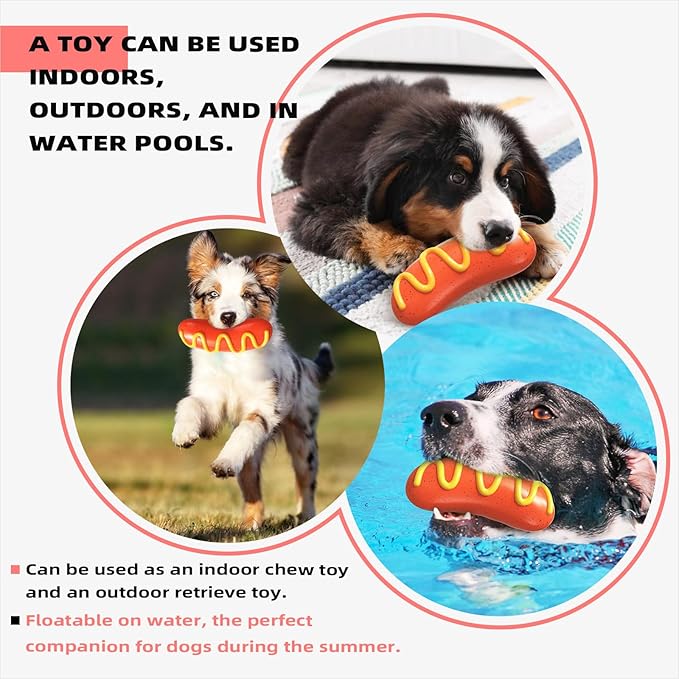 TLKNG Large Size Hotdog Squeaky Dog Toy for Medium/Large Dogs Breed Aggressive Chewers Durable Bouncy Squeak Toys