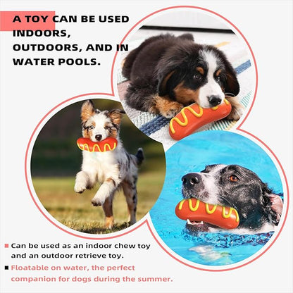 TLKNG Large Size Hotdog Squeaky Dog Toy for Medium/Large Dogs Breed Aggressive Chewers Durable Bouncy Squeak Toys