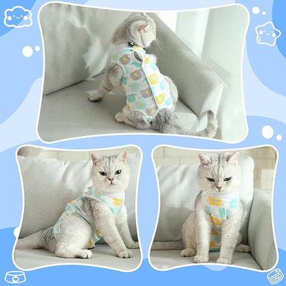 Cat Recovery Suit Female, Breathable Cat Onesie After Surgery Female for Abdominal Wounds or Skin Diseases, Surgery Recovery Suit Kitten Onesie After Spay Wear Anti Licking