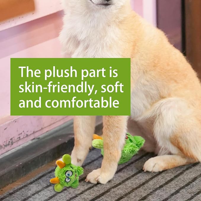 FCCUM Squeaky Plush Dog Toy Ball, Dental Care, Skin-Friendly and Soft and Relieve Stress,Dog Training Interactive Pet Cute Plush Fashionable Toy Ball (Green,Large)