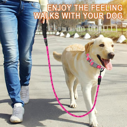 BARKBAY Dog Leashes for Large Dogs Heavy Duty Dog Leash 2 Pack 5 FT with Comfortable Padded Handle Highly Reflective Threads for Medium Large Dogs Walking Training Running (5FT-1/2,Fushcia+Black)