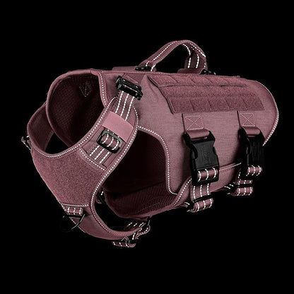 ICEFANG GN3 Tactical Dog Harness for Medium Dogs, 6X Quick-Release Buckles,Dog Molle Vest with Handle,3/4 Body, Hook and Loop Panel for ID Patch,No Pulling Front Clip (M (Chest :25"-31"), Pink)