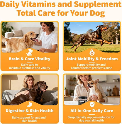 25-in-1 Dog Multivitamin Chews – All-in-One Daily Vitamins & Supplements for Dogs, Joint Support with Glucosamine MSM, Omega-3 Skin & Coat, Gut, Heart & Brain, All Breeds & Ages, Chicken, 90 Ct