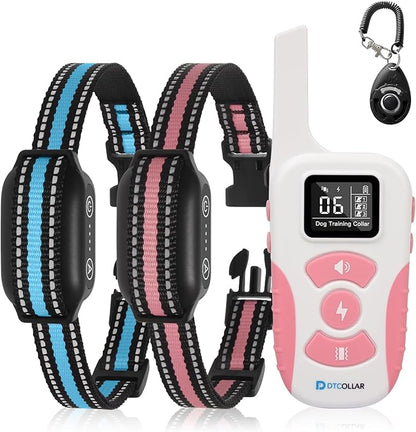 2-in-1 Bark Collar & Shock Collar for Dogs, 3300Ft Dog Training Collar with Remote 2 Pack - Anti Bark/Beep/Vibration/Shock 4 Modes, IP67 Smart Dog E Collar with 5 Adjustable Sensitivity for All Breeds