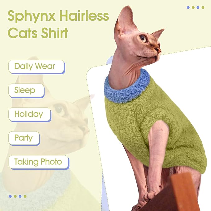 ADNIKIA Cat Sweater, Warm Kitten Coat Fleece Vest, Sphynx Hairless Cat Shirts, Soft Pajamas for Cats Only