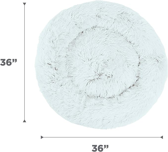 Best Friends by Sheri The Original Calming Donut Dog Bed – Washable Plush Pet Bed for Large Breeds up to 100 lbs, Shag Faux Fur, Frost Gray, Large (36" x 36")