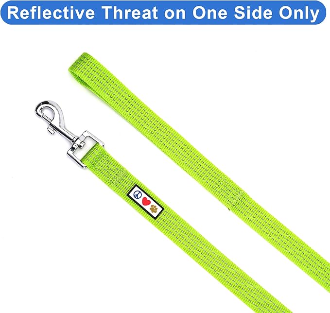 Pawtitas Green Dog Leash 6 ft M/L Reflective Durable Lightweight Dog Lead for Medium or Large Dogs and Puppies