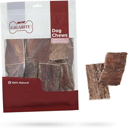 GigaBite Single Ingredient All Natural Free Range Bully Treats and Chews - Bully Sticks/Bladder Sticks/Beef Esophagus by Best Pet Supplies - Esophagus Strips Taffy, 1 Pound