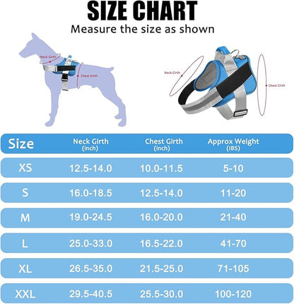 Bolux Dog Harness, No-Pull Reflective Dog Vest, Breathable Adjustable Pet Harness with Handle for Outdoor Walking - No More Pulling, Tugging or Choking