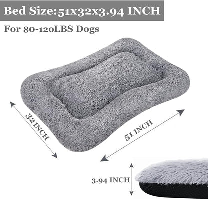 Coohom Deluxe Plush Dog Bed Pet Cushion Crate Mat,Fulffy Comfy Kennel Anti-Slip Washable Pad for Medium Large X-Large Dogs(XX-Large, Grey)