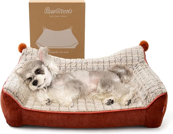 Pawccoli Orthopedic Dog Bed for Medium Dogs,Waterproof Supportive Egg Crate Foam Medium Dog Couch, Pet Bed with with Removable Bolsters, Washable Cover Non-Slip Bottom, (30''×21''×7'')