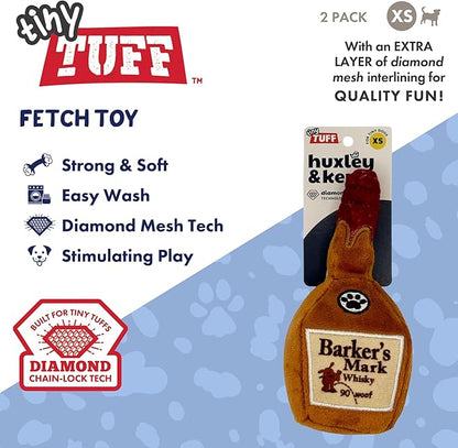 Huxley & Kent Funny Dog Toy w/Squeaker – Power Plush Squeaky Dog Toys for Small Dogs – Durable Small Stuffed Animal for Indoor Play & Fetch - Tiny Tuff Barker's Mark