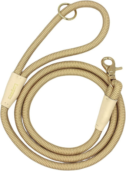 Lobster Snap Pet Leash 5FT, Special Strong Nylon Rope Dog Leash, Solid Color Rope Dog Lead for All Breeds (Gold, 5ft *10mm)