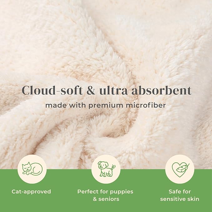 petora] Rub Me More Pet Spa Towels | Adorable Quick-Dry Dog Towels for Drying & Grooming | Soft Microfiber Towels for Dogs & Cats | 2-Piece Set for Body & Paws