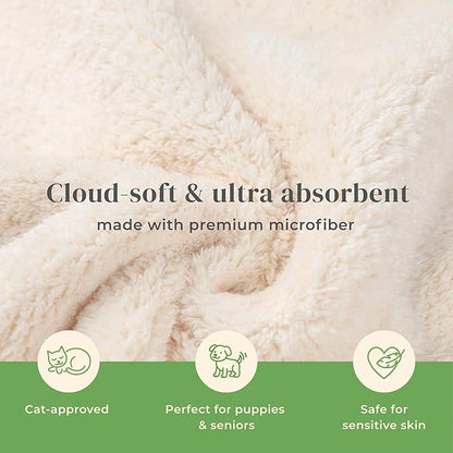 petora] Rub Me More Pet Spa Towels | Adorable Quick-Dry Dog Towels for Drying & Grooming | Soft Microfiber Towels for Dogs & Cats | 2-Piece Set for Body & Paws