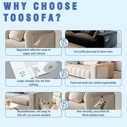Cat Scratch Furniture Protector, 157" x 11.8" Couch Protector from Cat Claws, Thickened Transparent Self-Adhesive Furniture Protectors for Couch Protection from Cat Scratching
