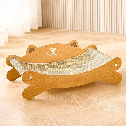 RizzQi Cat Scratcher Bed for Indoor Cats Hammock for Scratch Pad Cat Scratching Post 40 lbs Weight Capacity 23.2″ Large Cats Scratcher Lounge, Wooden Modern Cat Scratcher Furniture