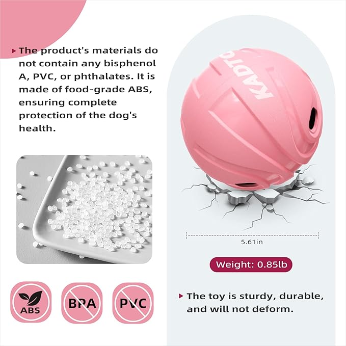 KADTC Extra-Large Size Durable Dog Treat Dispenser Ball - Giggle Basketball for Aggressive Chewers Breed Dogs Giggling Balls Indestructible Food Pink Toy Interactive Play Indoor & Outdoor