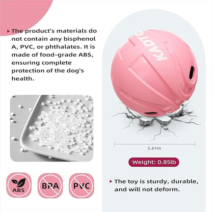KADTC Extra-Large Size Durable Dog Treat Dispenser Ball - Giggle Basketball for Aggressive Chewers Breed Dogs Giggling Balls Indestructible Food Pink Toy Interactive Play Indoor & Outdoor