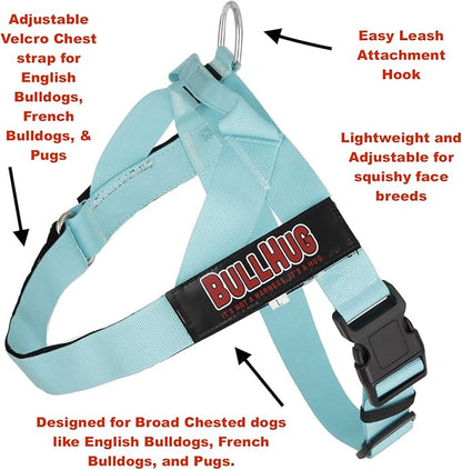 BULLHUG Adjustable Dog Harness– No Pull, No Choke – for English Bulldogs, French Bulldogs, Pugs & Broad-Chested Breeds – Easy, Safe Walks (Black, Medium)