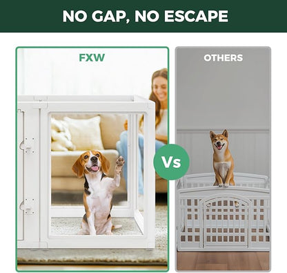 FXW AuraSpace Acrylic Indoor Dog Playpen for Medium Dogs, 35 Inch, 10 Panels, White