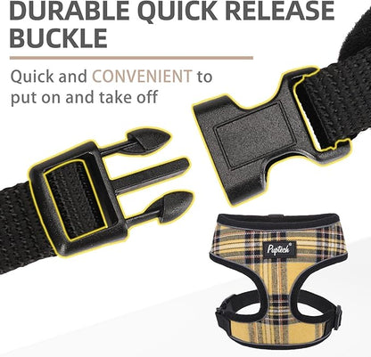 PUPTECK Soft Mesh Dog Harness and Leash Set Pet Puppy Cat Comfort Padded Vest No Pull Harnesses, Yellow, S
