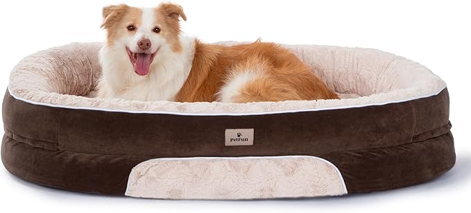 PetFun Orthopedic Dog Bed Couch for Large Sized Pets with Egg Foam Support, Four-Sided Bolster Cushions, Soft Tear-Resistant Fabric, and Removable Machine Washable Plush Cover
