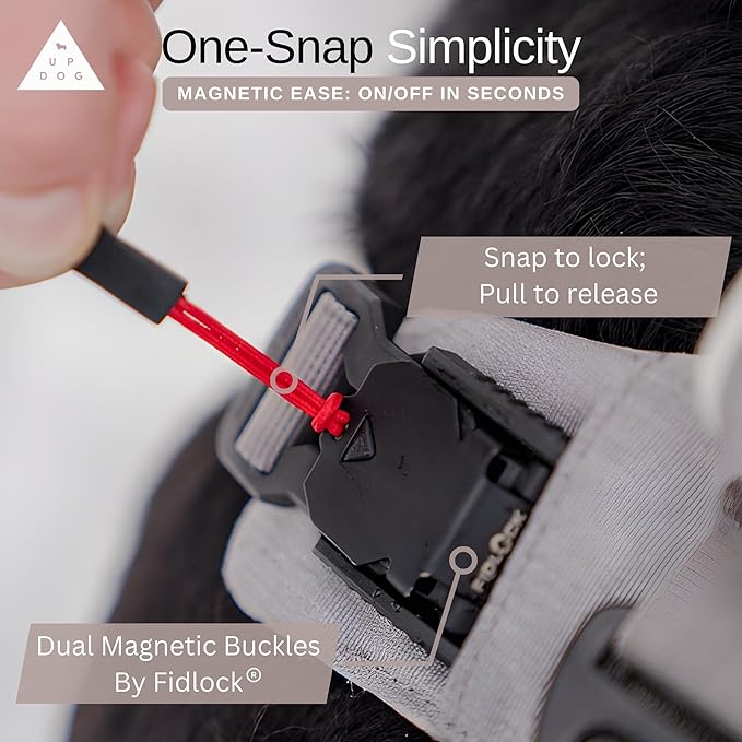 Effortless No-Pull Dog Harness with Magnetic Buckle – One-Hand On/Off Comfort Fit for Small, Medium & Large Breeds | Soft Padded, Adjustable, and Durable by Up Dog Shop (Large)