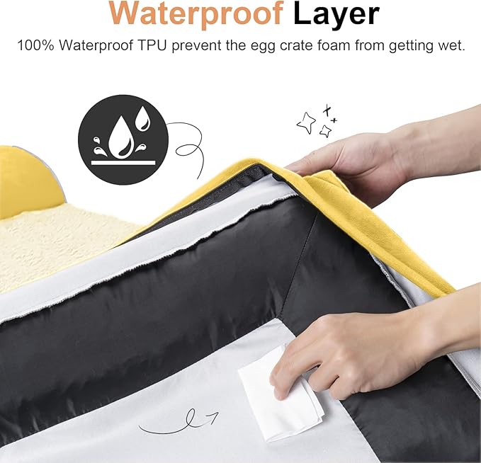 Large Dog Bed Orthopedic Washable: Beds Bolster XL Bed Big XLarge Dogs Egg Crate Foam Couch Sofa Waterproof with Removable Cover - Ginger