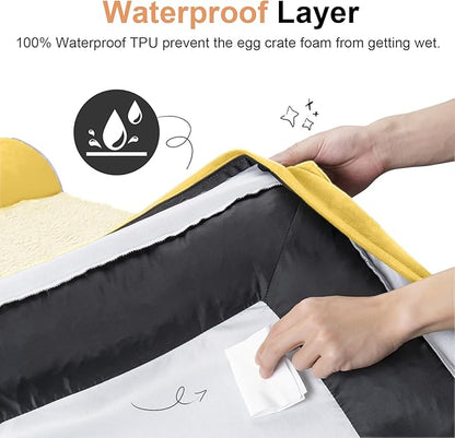 Medium Large Dog Bed Orthopedic Washable: Beds Bolster Medium Large Sized Dog Bed Egg Crate Foam Couch Sofa Waterproof with Removable Cover - Ginger