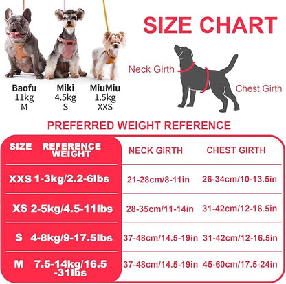 Puppytie No Pull Dog Harness with Multifunction Dog Leash,Soft Adjustable No Choke Escape Proof Pet Harness Vest for Medium Dogs or Large Dogs,red-Camellia,M