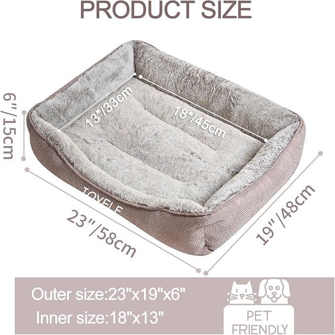 JOYELF Dog Bed Washable Calming Cat Bed Sofa, Cute Fluffy Pet Couch Bed for Puppy, Kitten, Small Dog and Cat - Small Rectangle