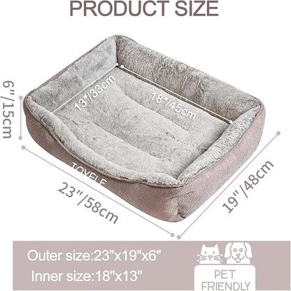 JOYELF Dog Bed Washable Calming Cat Bed Sofa, Cute Fluffy Pet Couch Bed for Puppy, Kitten, Small Dog and Cat - Small Rectangle