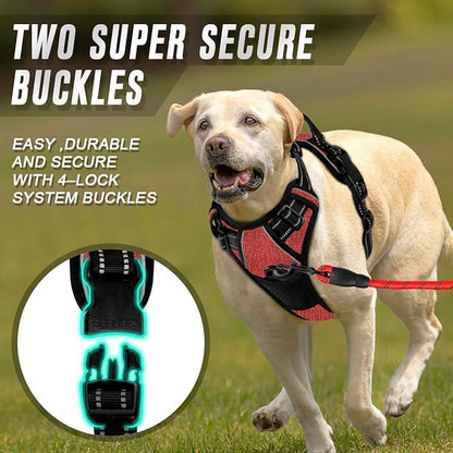 BARKBAY No Pull Dog Harness Front Clip Heavy Duty Reflective Easy Control Handle for Large Dog Walking(Rio Red,S)
