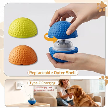 SNOYWEN Chew Resistant Smart Interactive Dog Balls, Durable Food-Grade Rubber Material, Automatic Moving, Bouncing, Rotating Toy with Light for Medium, Large Dogs, IPX7 Waterproof (Blue)