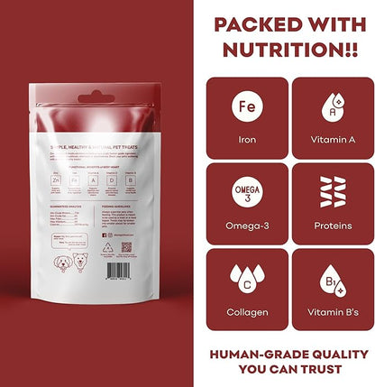 Skona PetFood Beef Heart Jerky Dog Treats & Cat Jerky Treats, High Protein, Single-Ingredient Training Snacks, Grain-Free, USA Made, Rich in Taurine, Supports Digestion & Dental Health, 4oz