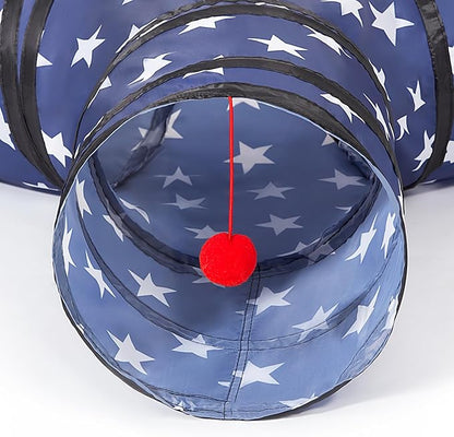 Tempcore Cat Tunnels for Indoor Cats, Collapsible 3 Way Kitty Tunnel Bored Pet Toys with Peek Hole Toy Ball for Puppy, Kitty, Kitten, Rabbit Pentagram