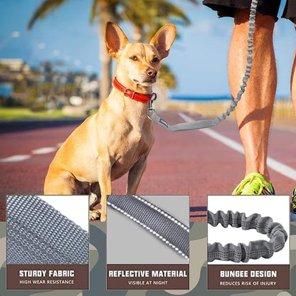AUROTH Dog Leash Large Dogs, Heavy Duty Dog Leash Bungee, No Pull Leashes for Shock Absorption, Grey Dog Training Leashes for Medium Large Breed Dogs 6FT/4.5FT, 2 Padded Handles